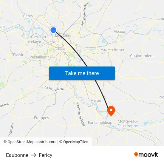 Eaubonne to Fericy map
