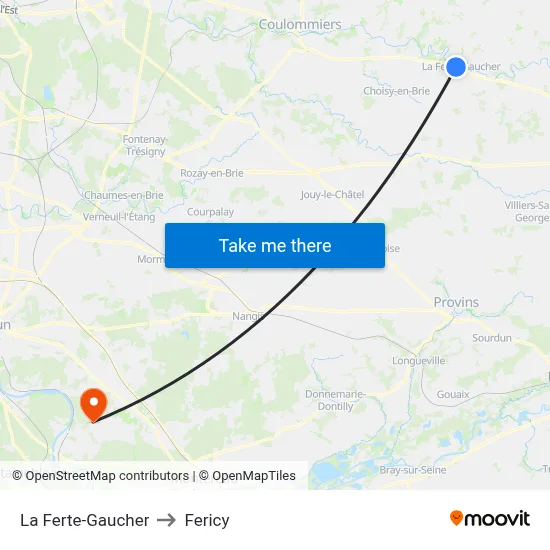 La Ferte-Gaucher to Fericy map