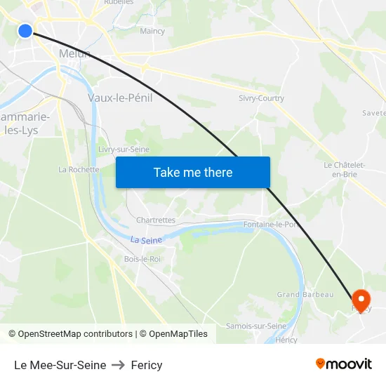 Le Mee-Sur-Seine to Fericy map