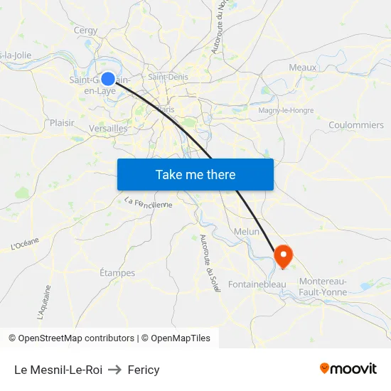 Le Mesnil-Le-Roi to Fericy map