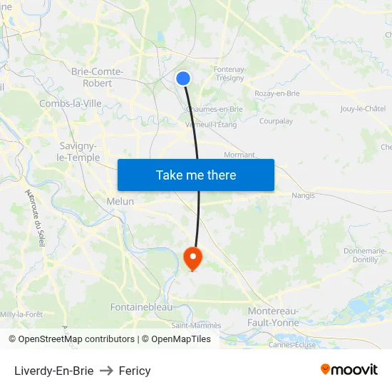 Liverdy-En-Brie to Fericy map