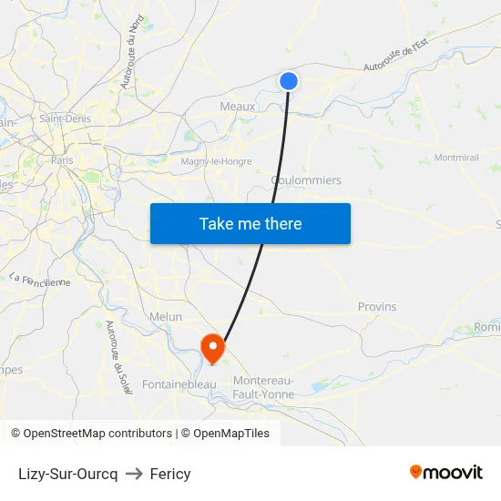 Lizy-Sur-Ourcq to Fericy map