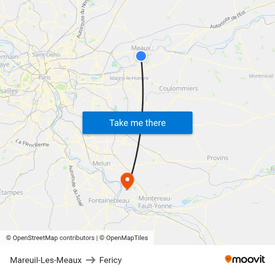 Mareuil-Les-Meaux to Fericy map