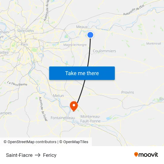 Saint-Fiacre to Fericy map