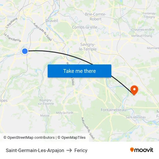 Saint-Germain-Les-Arpajon to Fericy map