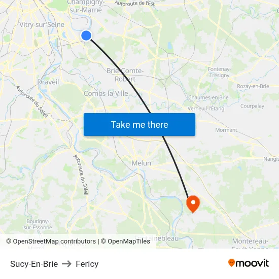 Sucy-En-Brie to Fericy map