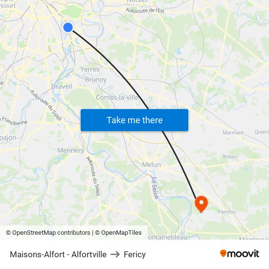 Maisons-Alfort - Alfortville to Fericy map