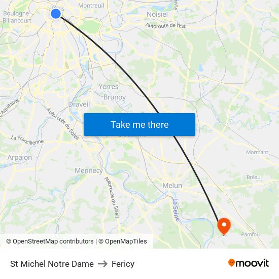 St Michel Notre Dame to Fericy map