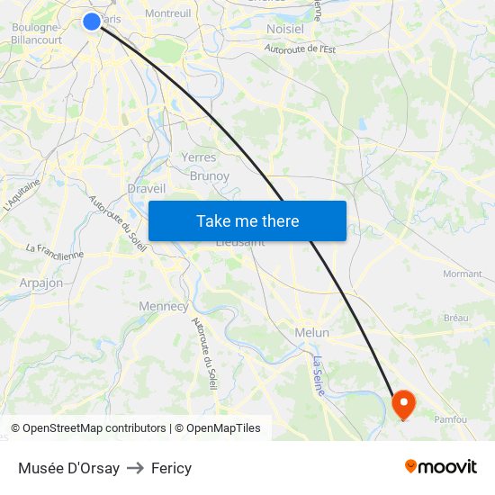Musée D'Orsay to Fericy map