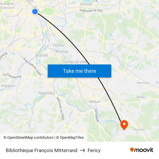 Bibliothèque François Mitterrand to Fericy map