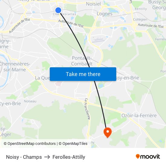 Noisy - Champs to Ferolles-Attilly map