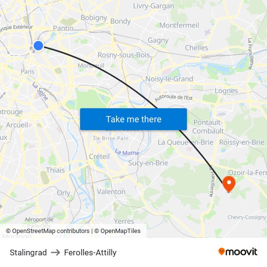 Stalingrad to Ferolles-Attilly map