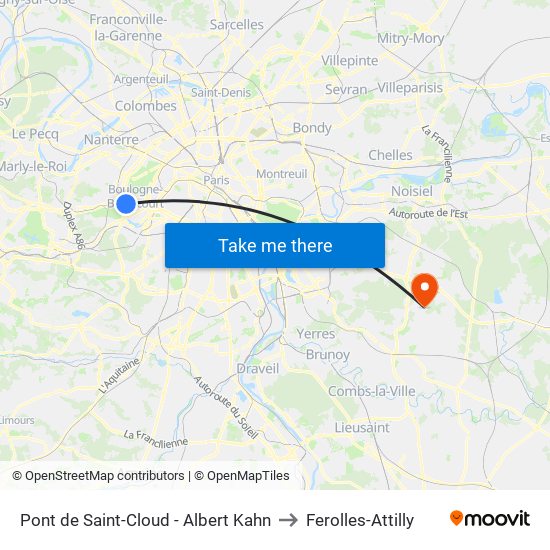 Pont de Saint-Cloud - Albert Kahn to Ferolles-Attilly map