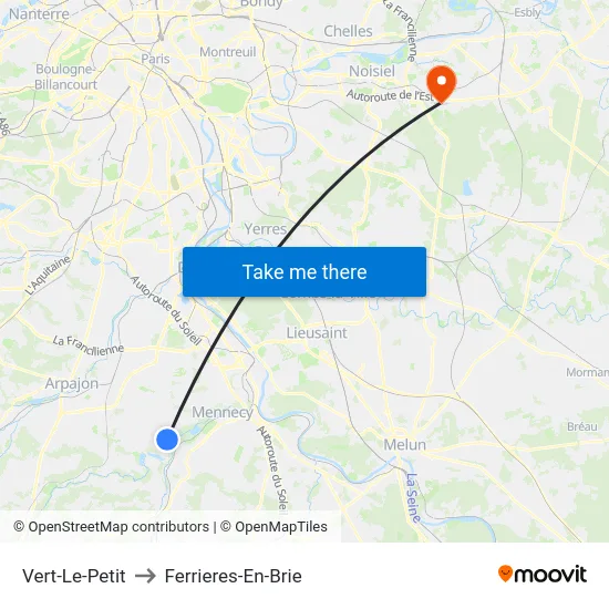Vert-Le-Petit to Ferrieres-En-Brie map