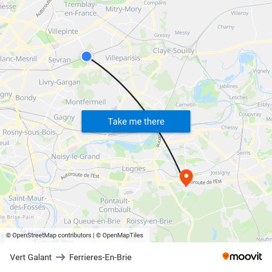 Vert Galant to Ferrieres-En-Brie map