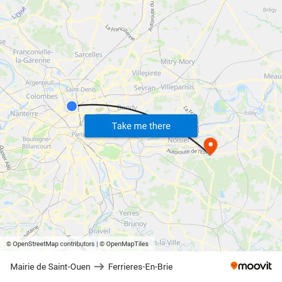 Mairie de Saint-Ouen to Ferrieres-En-Brie map