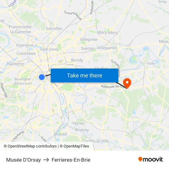 Musée D'Orsay to Ferrieres-En-Brie map