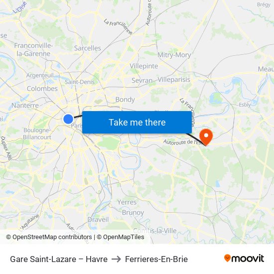 Gare Saint-Lazare – Havre to Ferrieres-En-Brie map