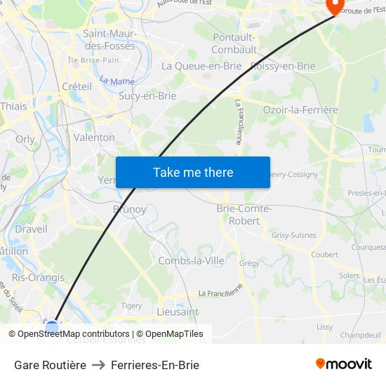 Gare Routière to Ferrieres-En-Brie map