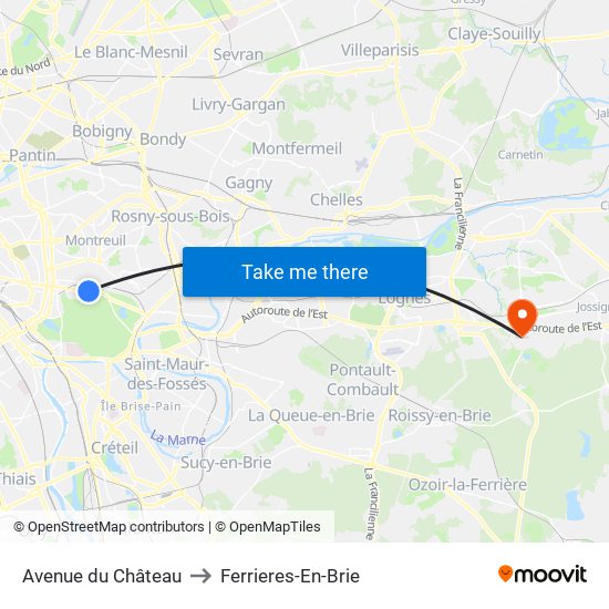 Avenue du Château to Ferrieres-En-Brie map
