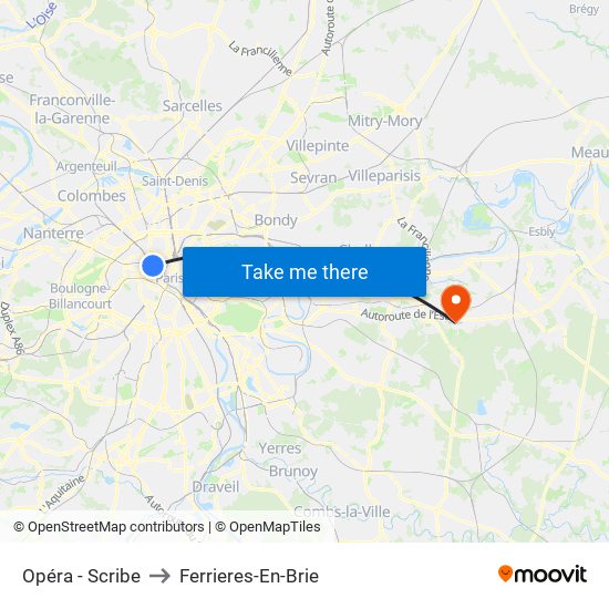 Opéra - Scribe to Ferrieres-En-Brie map