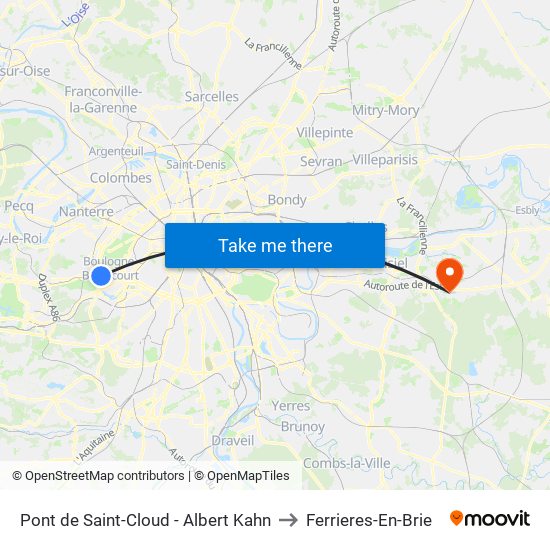 Pont de Saint-Cloud - Albert Kahn to Ferrieres-En-Brie map