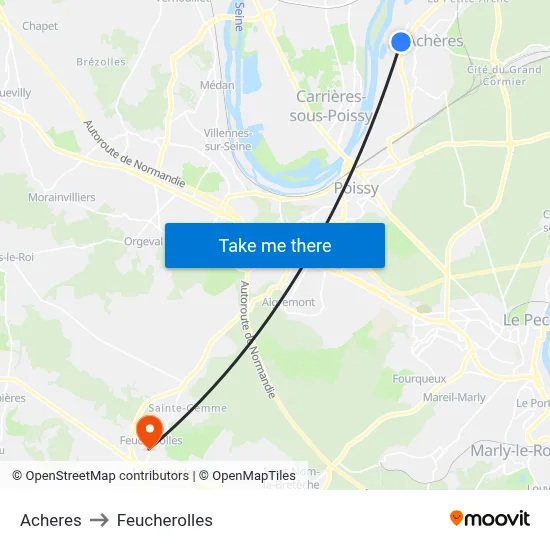 Acheres to Feucherolles map