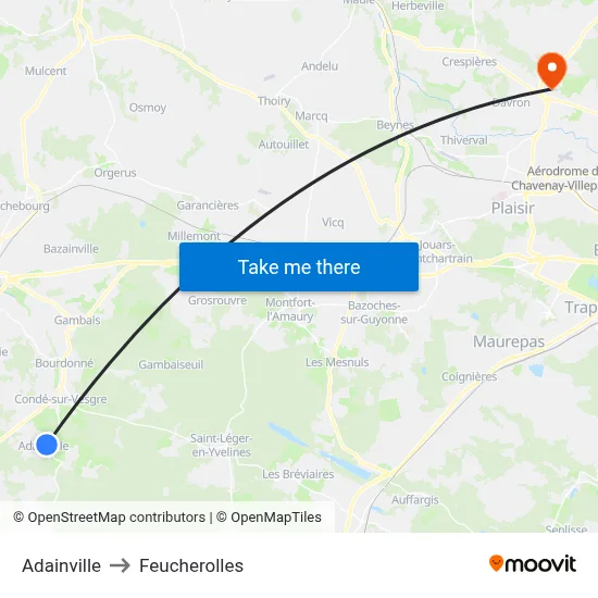 Adainville to Feucherolles map