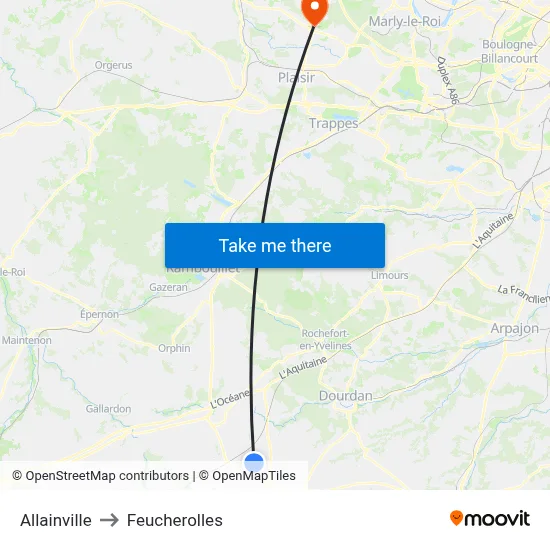 Allainville to Feucherolles map