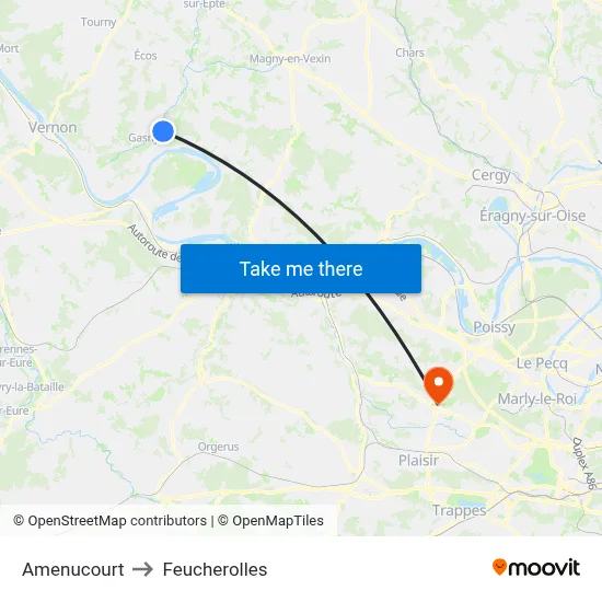 Amenucourt to Feucherolles map