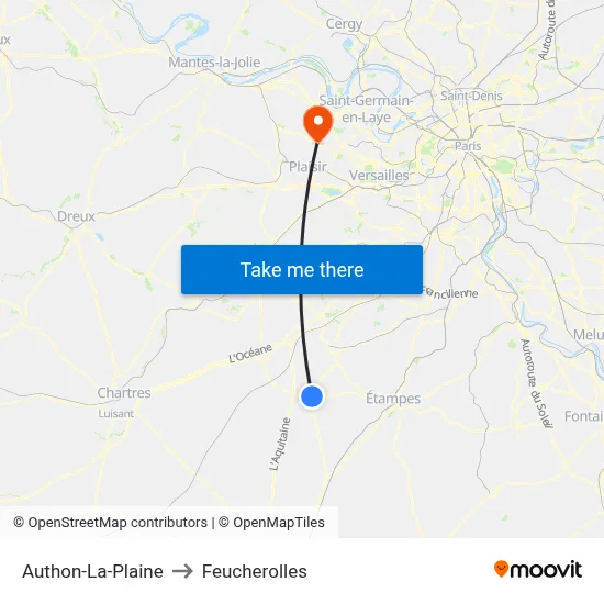 Authon-La-Plaine to Feucherolles map