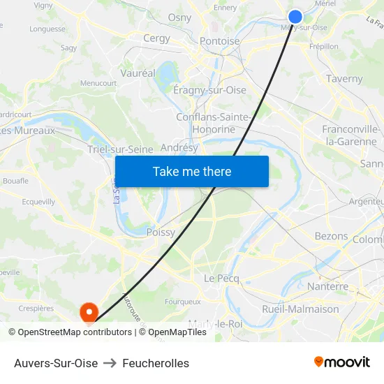 Auvers-Sur-Oise to Feucherolles map