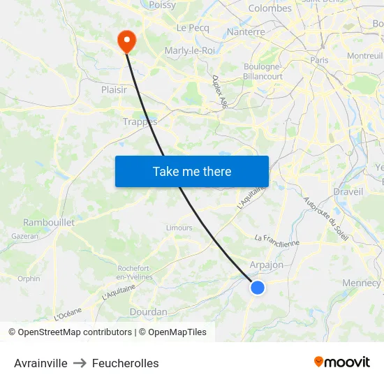 Avrainville to Feucherolles map
