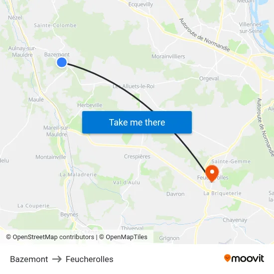 Bazemont to Feucherolles map