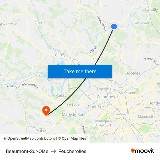 Beaumont-Sur-Oise to Feucherolles map