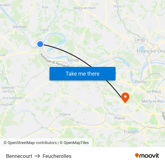 Bennecourt to Feucherolles map