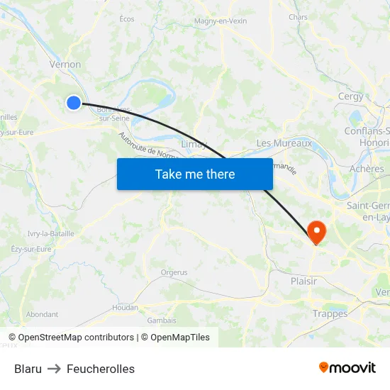 Blaru to Feucherolles map