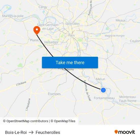 Bois-Le-Roi to Feucherolles map