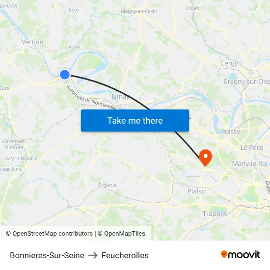 Bonnieres-Sur-Seine to Feucherolles map