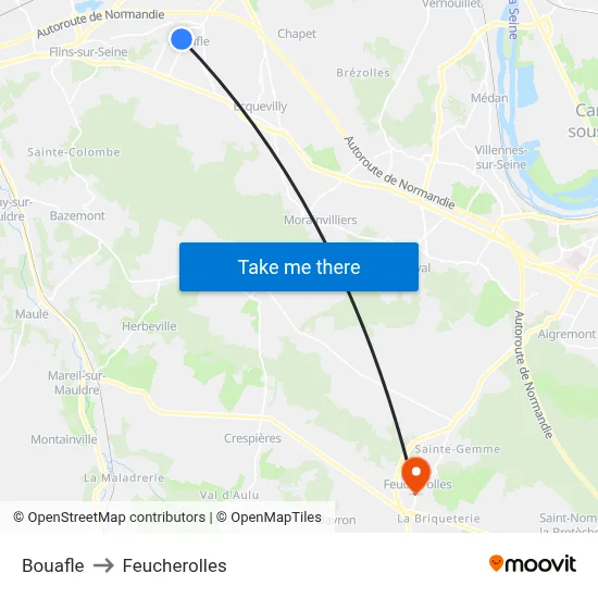 Bouafle to Feucherolles map