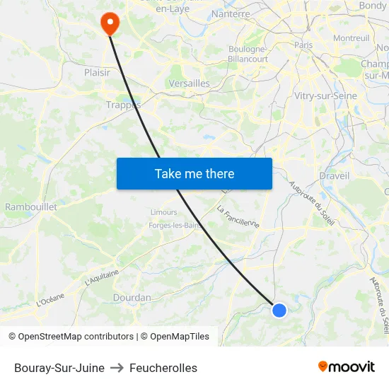 Bouray-Sur-Juine to Feucherolles map