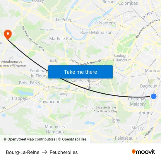 Bourg-La-Reine to Feucherolles map