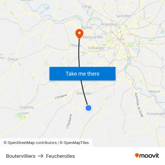 Boutervilliers to Feucherolles map
