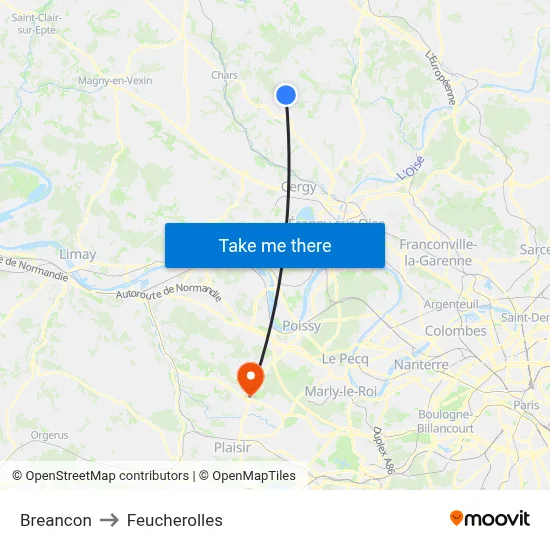 Breancon to Feucherolles map