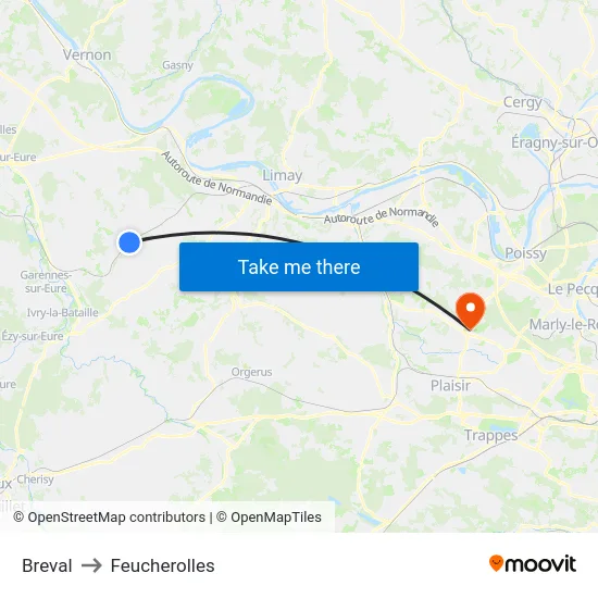 Breval to Feucherolles map