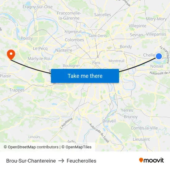 Brou-Sur-Chantereine to Feucherolles map
