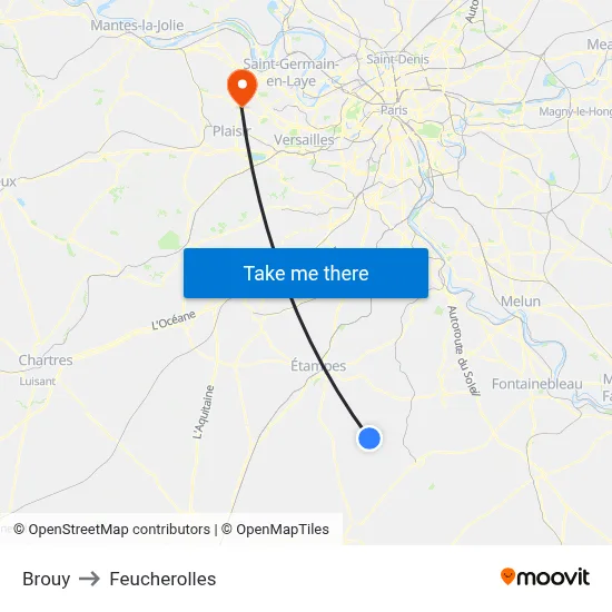 Brouy to Feucherolles map