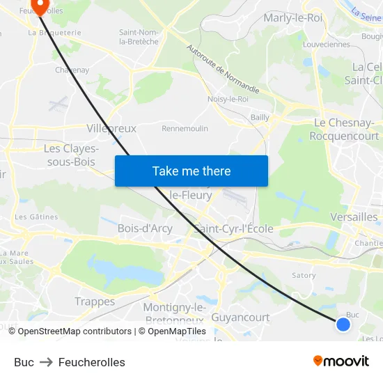 Buc to Feucherolles map