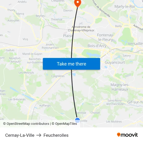 Cernay-La-Ville to Feucherolles map