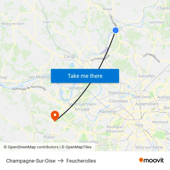Champagne-Sur-Oise to Feucherolles map